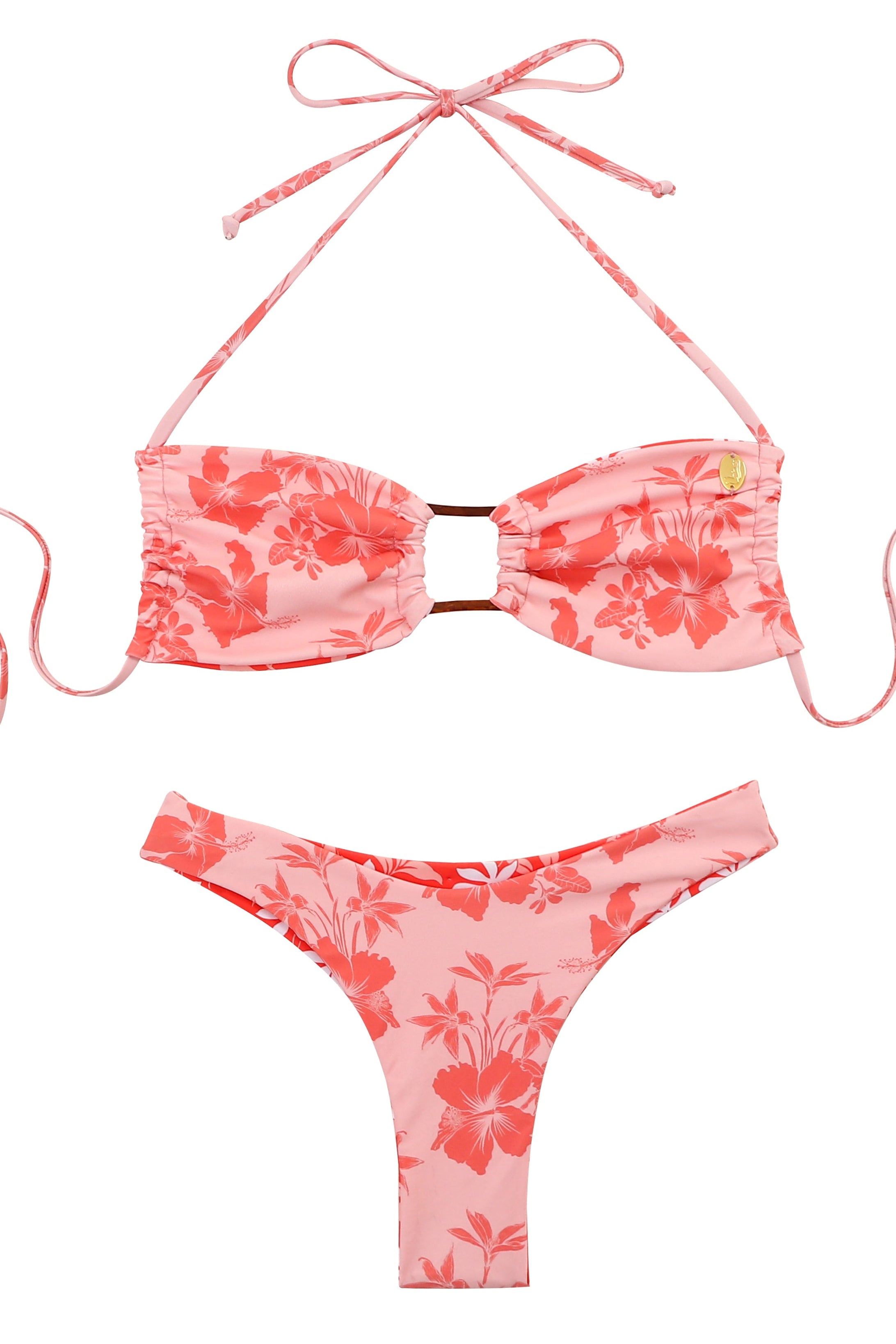 HINANO SWIM - TWO PIECE "NATEA" - OLD PINK/CORAL