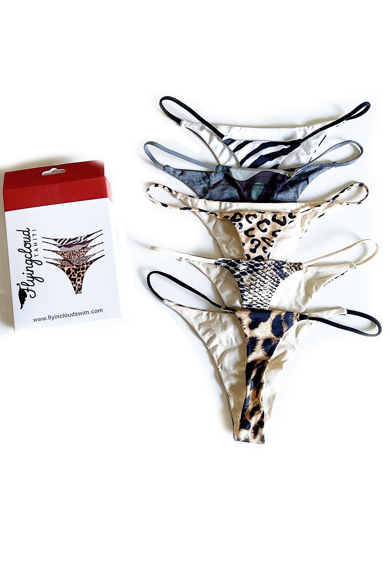 LOT DE 5 STRING - BIKINIS - SOUS VÊTEMENTS - ANIMAL PRINTS - FLYINGCLOUD SWIM - MAILLOTS DE BAIN RÉVERSIBLES AFFINANTS ET CONFORTABLESLOT DE 5 STRING - BIKINIS - SOUS VÊTEMENTS - ANIMAL PRINTSbasFLYINGCLOUD SWIM - MAILLOTS DE BAIN RÉVERSIBLES AFFINANTS ET CONFORTABLES