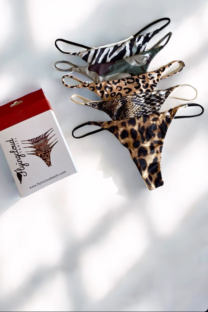 LOT DE 5 STRING - BIKINIS - SOUS VÊTEMENTS - ANIMAL PRINTS - FLYINGCLOUD SWIM - MAILLOTS DE BAIN RÉVERSIBLES AFFINANTS ET CONFORTABLESLOT DE 5 STRING - BIKINIS - SOUS VÊTEMENTS - ANIMAL PRINTSbasFLYINGCLOUD SWIM - MAILLOTS DE BAIN RÉVERSIBLES AFFINANTS ET CONFORTABLES
