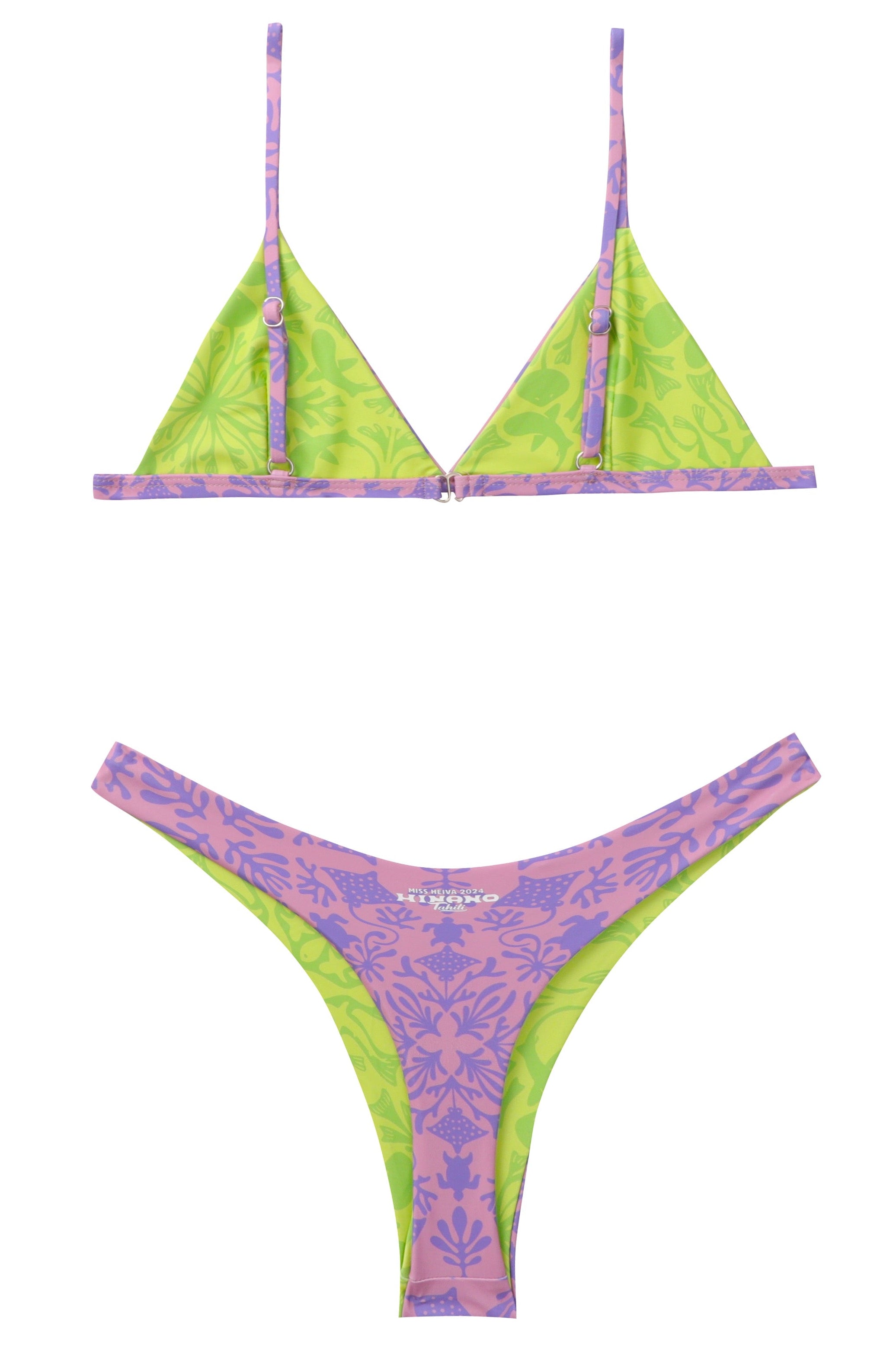 HINANO SWIM BY MISS HEIVA 2024 - TWO PIECE "HAAPITI" - MAUVE/LIME