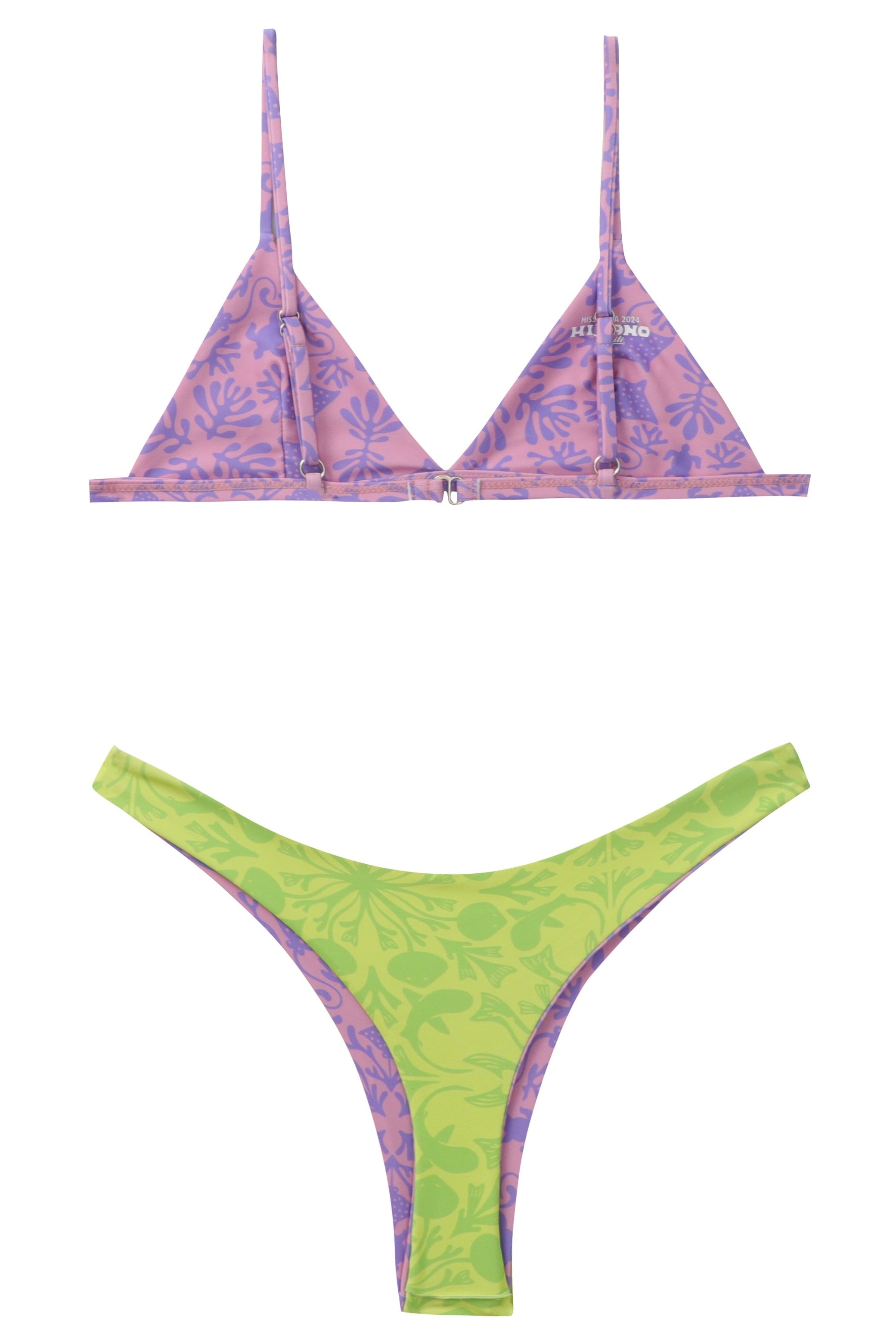 HINANO SWIM BY MISS HEIVA 2024 - TWO PIECE "HAAPITI" - MAUVE/LIME