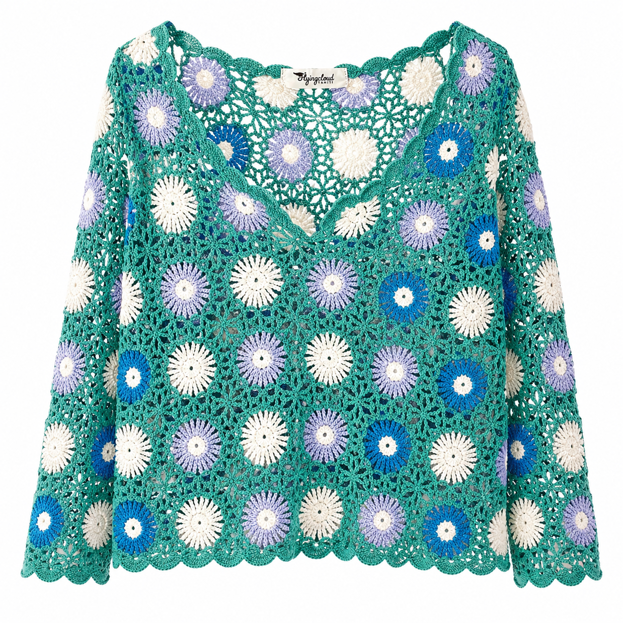 N°1 - PULL HIPPIE CHIC - TURQUOISE - FLYINGCLOUD SWIM - MAILLOTS DE BAIN RÉVERSIBLES AFFINANTS ET CONFORTABLES 