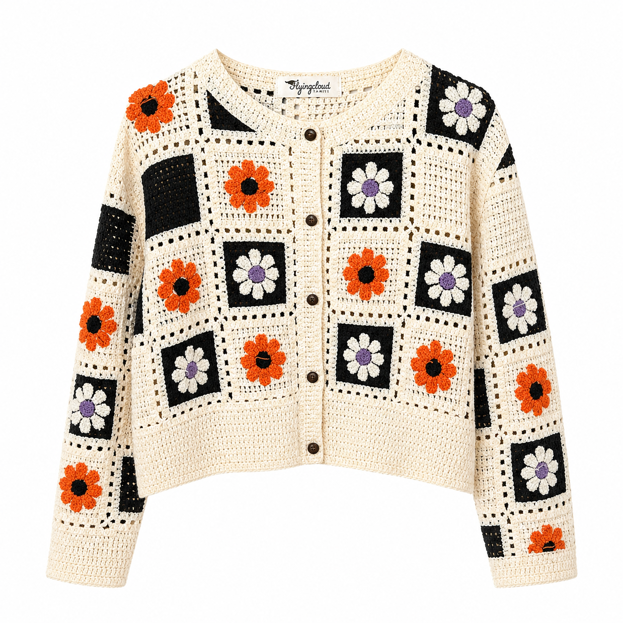 N°6 - PULL HIPPIE CHIC - FLOWERS - FLYINGCLOUD SWIM - MAILLOTS DE BAIN RÉVERSIBLES AFFINANTS ET CONFORTABLES 