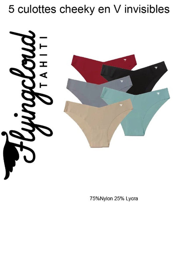 LOT DE 5 CULOTTES EN V CHEECKY INVISIBLES ET ULTRA CONFORTABLES