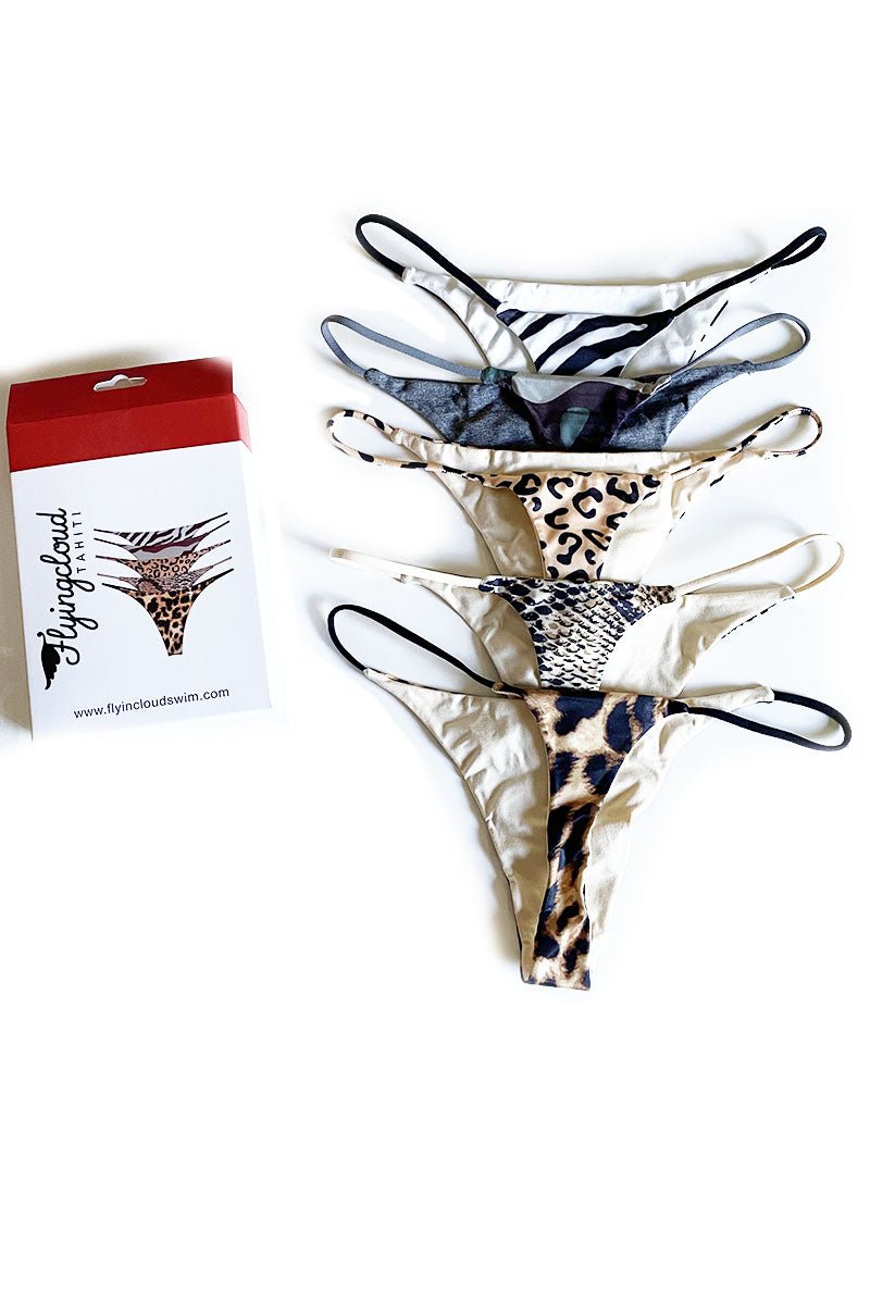 LOT DE 5 STRING-BIKINIS - SOUS VÊTEMENTS - ANIMAL PRINTS