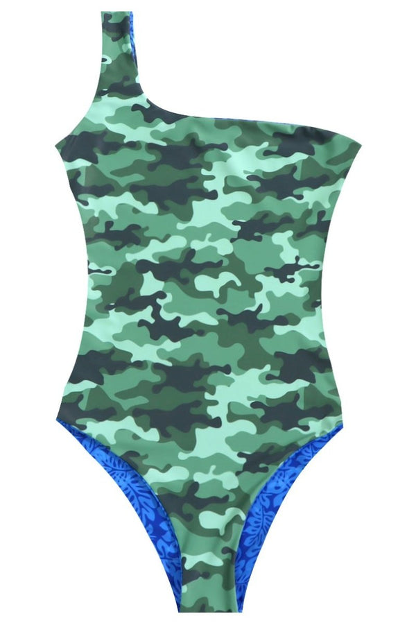 Maillot de bain une-pièce réversible "Asym" - Camouflage - SMALL