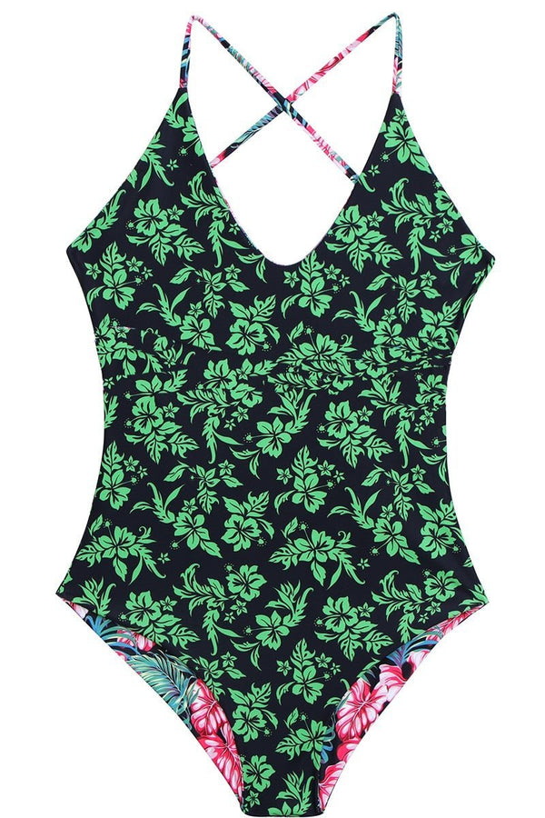 Maillot de bain une-pièce réversible "Moorea" - Vert - Tailles XSmall et Small